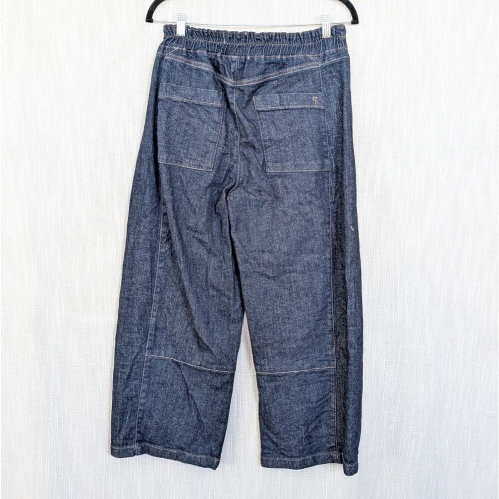 Anthropologie Pilcro Izzie Relaxed Pull-On Barrel Jeans Womens S Navy Fuse Wash - Picture 3 of 9